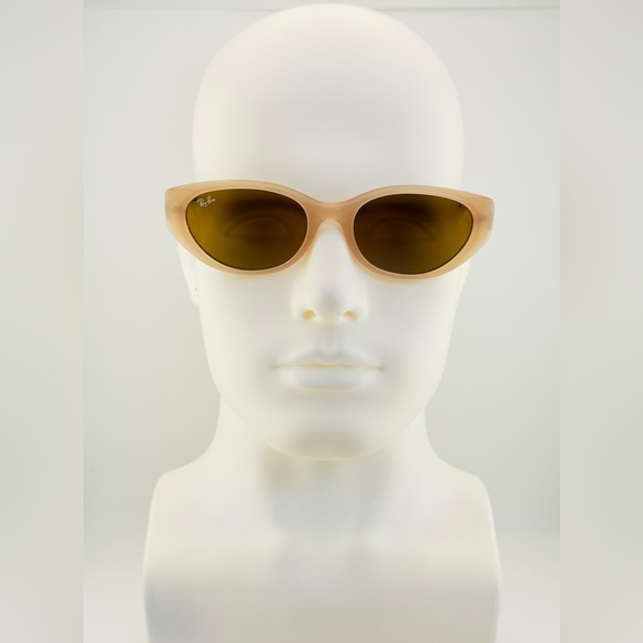 Ray-Ban Sunglasses Bio-Based RB4457D Polished Opal Beige Frame Dark Brown Lenses - Picture 3 of 15